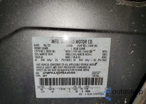 2023 Ford Edge Sel из США, поврежденный, VIN 2FMPK4J92PBA45488